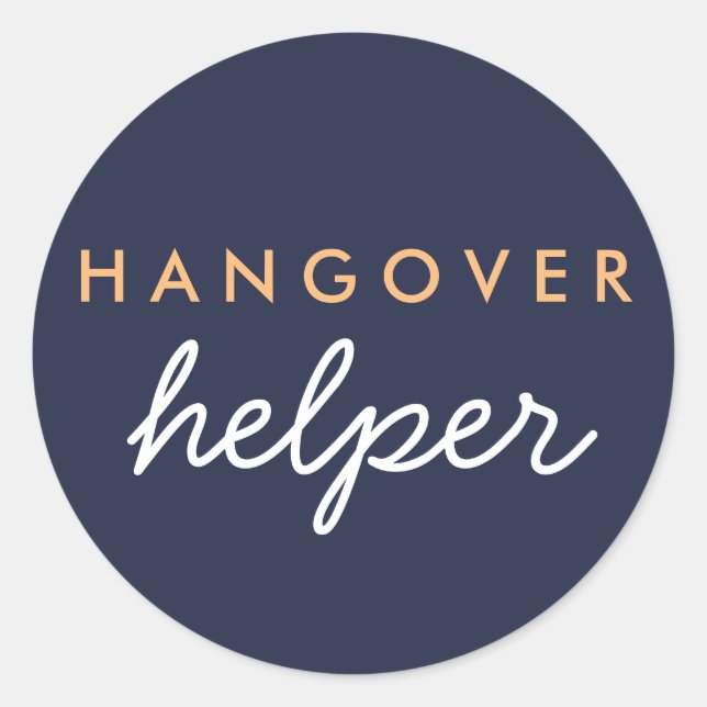 Hangover Helper Wedding Favour Sticker Navy Peach (Front)