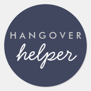 Hangover Helper Wedding Favour Sticker Navy Silver