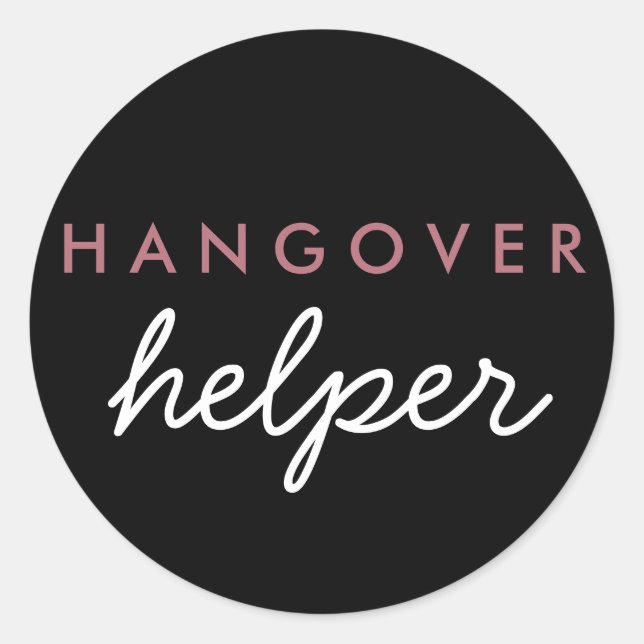 Hangover Helper Wedding Favour Sticker Rose Gold (Front)