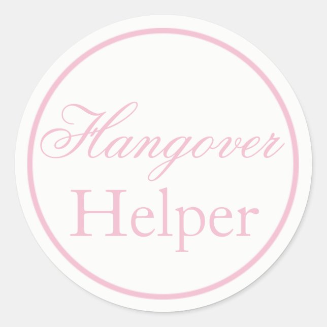 "Hangover Helper" Wedding Sticker Blush Pink (Front)