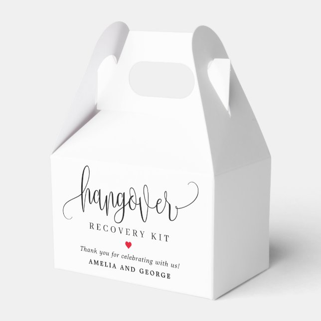 Hangover Kit Editable Colour Lovely Calligraphy Favour Box (Front Side)