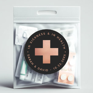 Hangover Kit Rose Gold Black Cross Sickness Health Classic Round Sticker