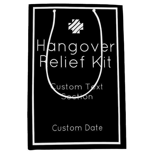 Hangover Relief Kit Black and White Gift Bag (Front)
