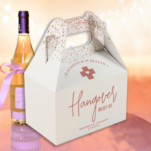 Hangover Relief Kit Modern Rose Gold Wedding Favour Box