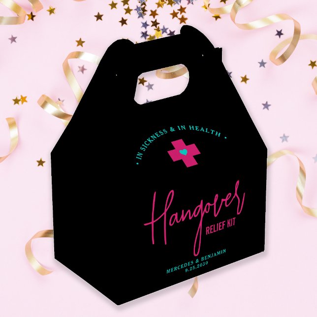 Hangover Relief Kit Neon Hot Pink Teal Wedding  Favour Box (Creator Uploaded)