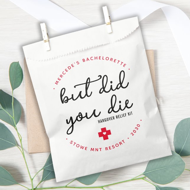 Hangover Relief Kit Personalised But Did You Die Favour Bags (Creator Uploaded)