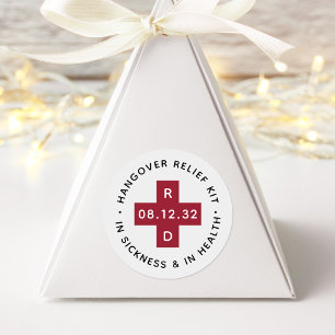Hangover Relief Kit Wedding Favour Classic Round Sticker