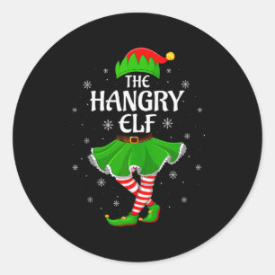 Hangry Elf Christmas Family Girls Women Elf Squad Classic Round Sticker
