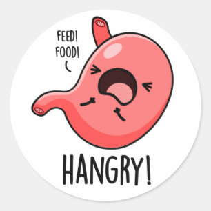Hangry Funny Hungry Angry Stomach Pun Classic Round Sticker