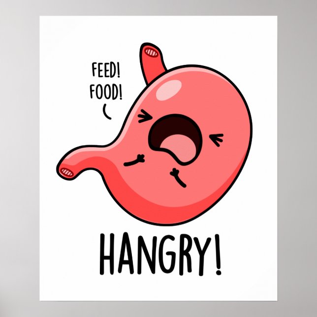 Hangry Funny Hungry Angry Stomach Pun  Poster (Front)