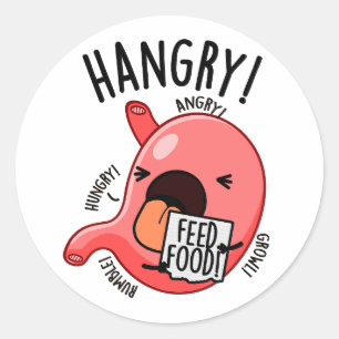 Hangry Funny Stomach Pun  Classic Round Sticker