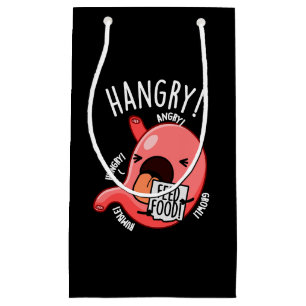 Hangry Funny Stomach Pun Dark BG Small Gift Bag