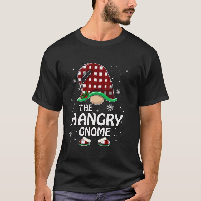 Hangry Gnome Buffalo Plaid Matching Family Group C T-Shirt (Front)