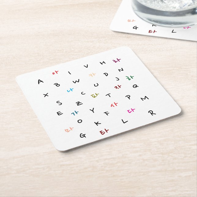 Hangul And Alphabet Paper Coaster (Angled)