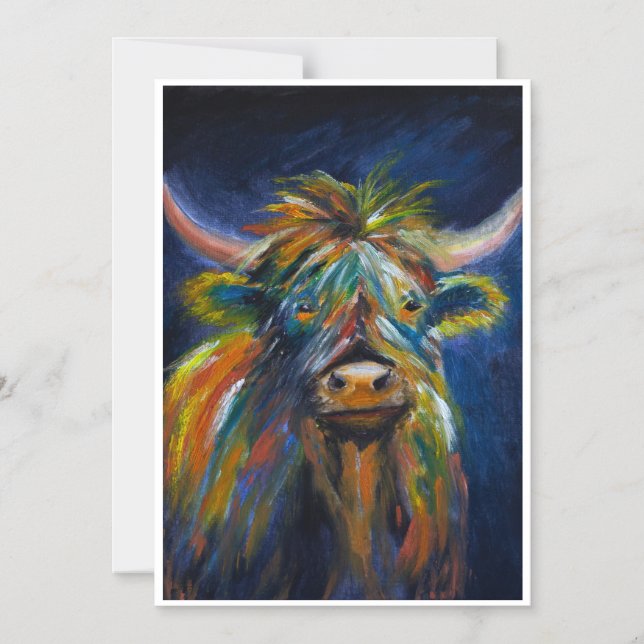 HAngus Highland cow Magnetic Invitation (Front)