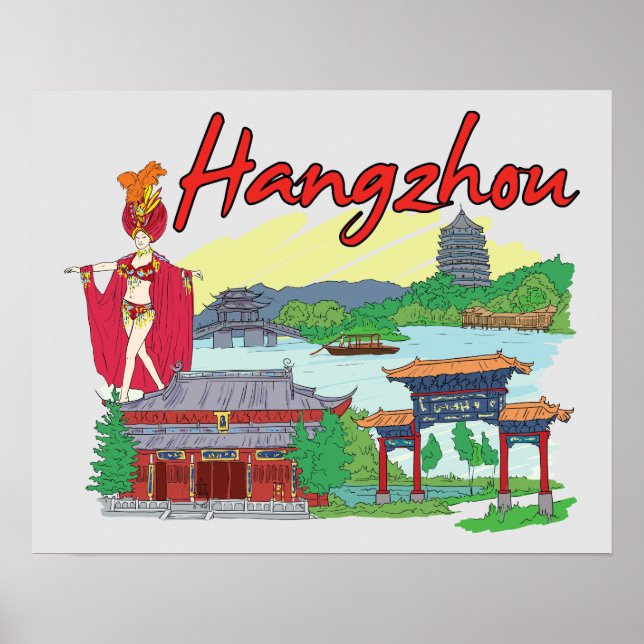 Hangzhou, China Travel Poster (Front)