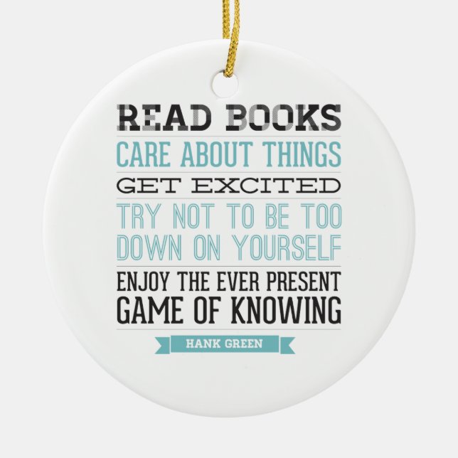 Hank Green Quote Ceramic Tree Decoration (Front)