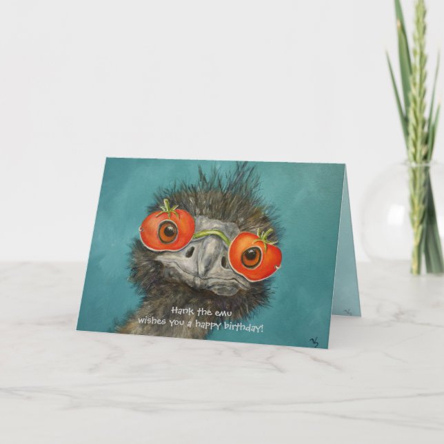 Hank the emu wishes you a happy birthday! card (Front)