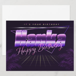Hanka Name Vorname lila retro Karte Geburtstag Card