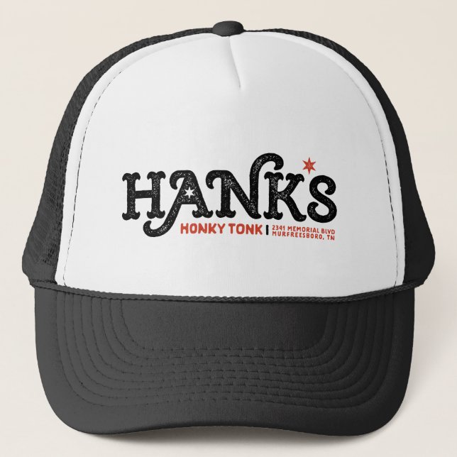 Hank's Honky Tonk Black Trucker Trucker Hat (Front)