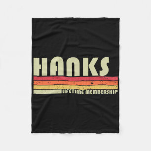 Hanks Surname Funny Retro Vintage 80s 90s Birthday Fleece Blanket