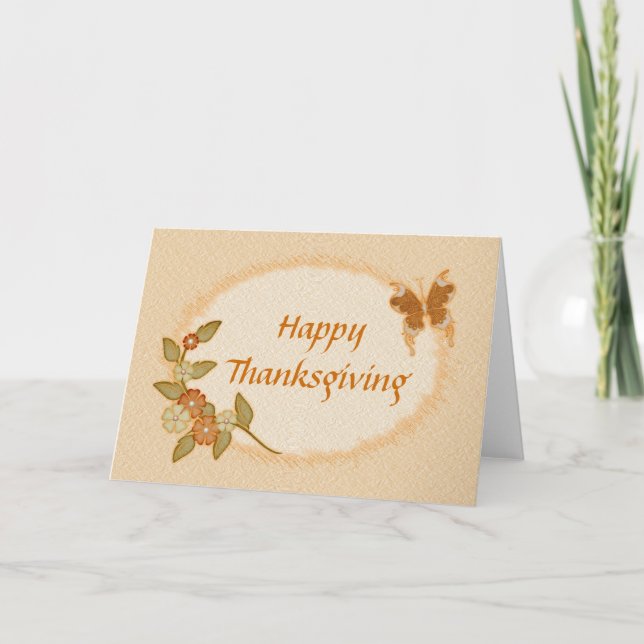 hanksgiving - Flowers `n Butterfly Holiday Card (Front)