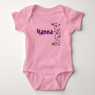 Hanna, Name Logo With Australian Wildlife, Baby Bo Bodysuit