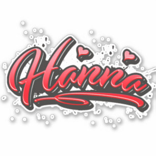 Hanna red Heart Graffiti Sticker
