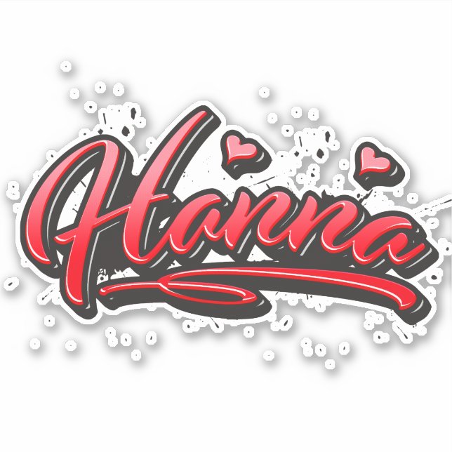 Hanna red Heart Graffiti Sticker (Front)