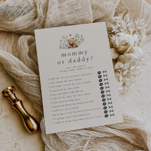 HANNAH Bear Guess Who Mummy Daddy Baby Shower Game Invitation