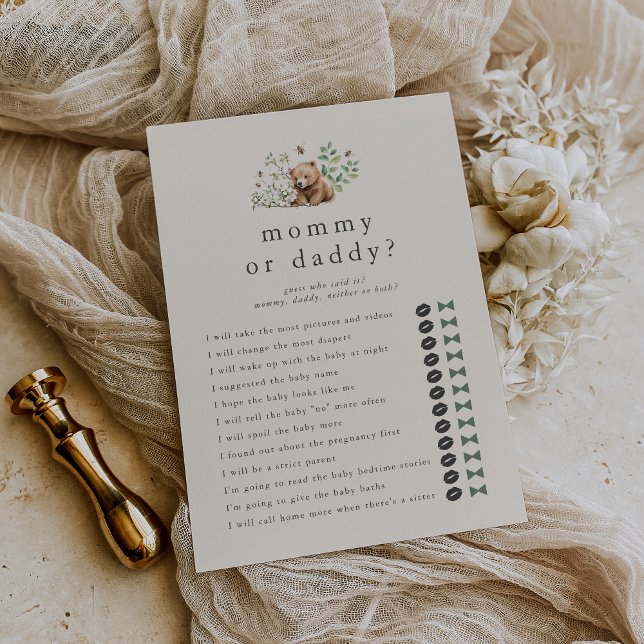 HANNAH Bear Guess Who Mummy Daddy Baby Shower Game Invitation (HANNAH Bear Guess Who Mommy Daddy Baby Shower Game Invitation)