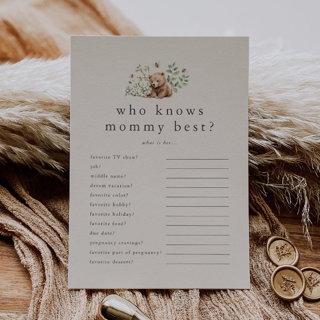 HANNAH Bear Who Knows Mummy Best Baby Shower Game Invitation (Creator Uploaded)