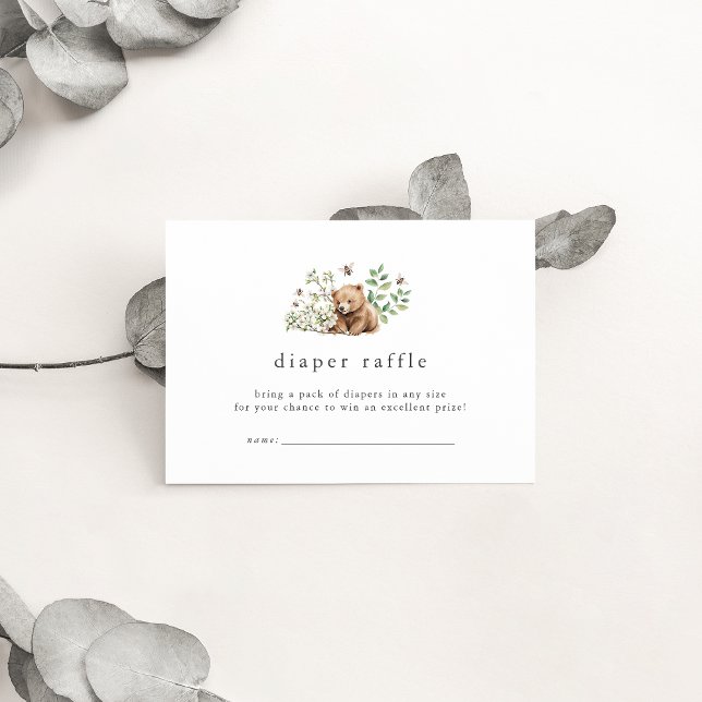 HANNAH Bear Woodland Baby Shower Diaper Raffle Enclosure Card (HANNAH Bear Woodland Baby Shower Diaper Raffle Enclosure Card)