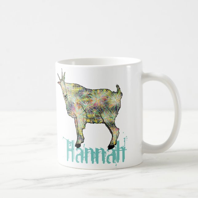 Hannah Colourful Funky Weird Goat Funny Animal Art Coffee Mug (Right)