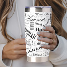 Hannah Custom Name Black White Typography