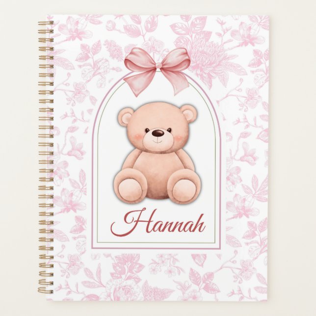 Hannah | Custom Pink Teddy Bear Nursery Design  Planner (Front)