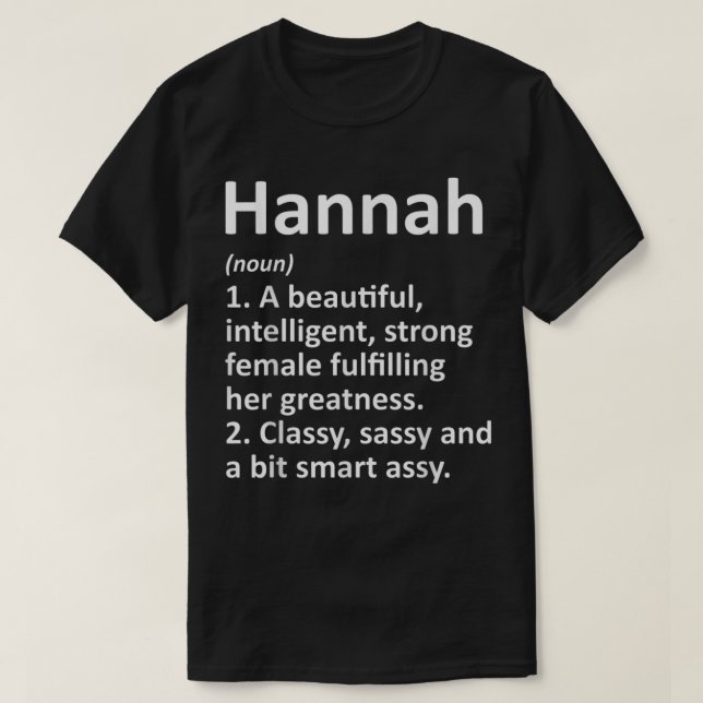 HANNAH Definition Personalized Name Funny Christma T-Shirt (Design Front)