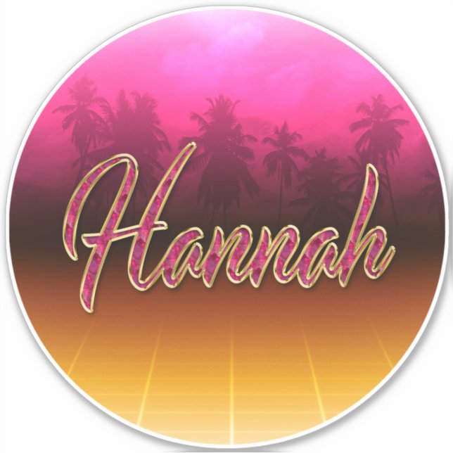Hannah First Name Golden pink Sticker (Front)