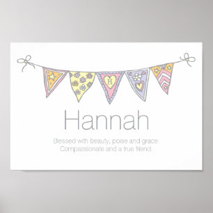 Hannah girls name and meaning bunting poster