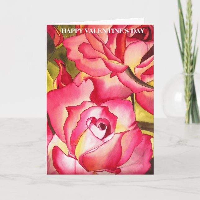 Hannah Gordon Pink Rose Valentine Day card (Front)