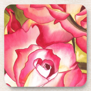 Hannah Gordon pink Rose watercolor art Coaster