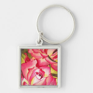 Hannah Gordon pink Rose watercolor art Key Ring