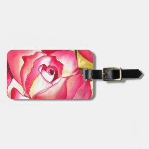 Hannah Gordon pink Rose watercolor art Luggage Tag