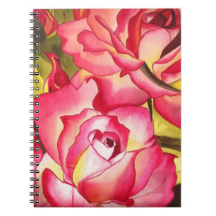 Hannah Gordon pink rose watercolor art Notebook
