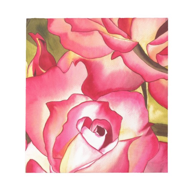 Hannah Gordon pink Rose watercolor art Notepad (Front)