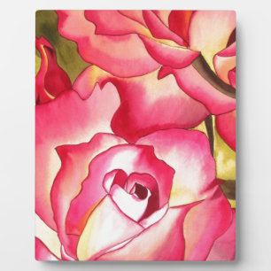 Hannah Gordon pink Rose watercolor art Plaque