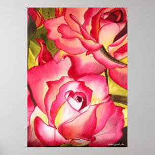 Hannah Gordon pink rose watercolor art Poster