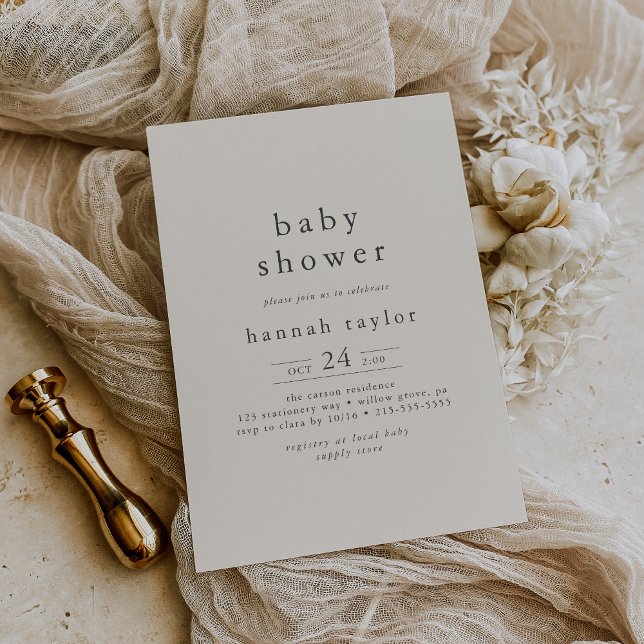 HANNAH Modern Vintage Cream Simple Baby Shower Invitation (Creator Uploaded)