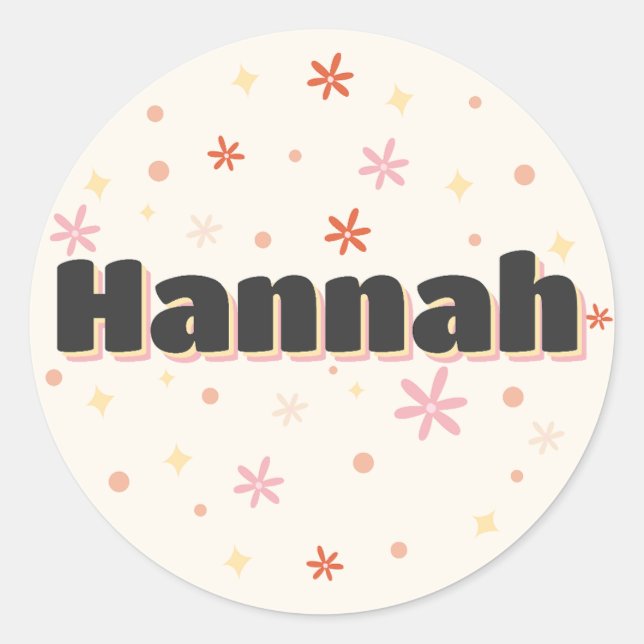 Hannah name cute design classic round sticker (Front)