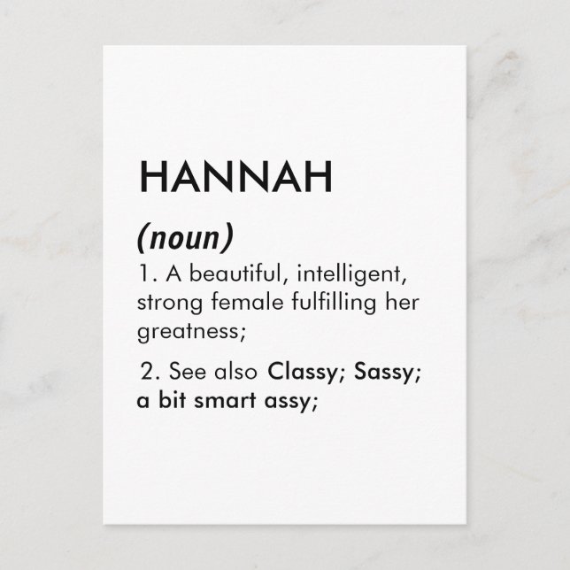 Hannah name, Editable name, Custom name Postcard (Front)